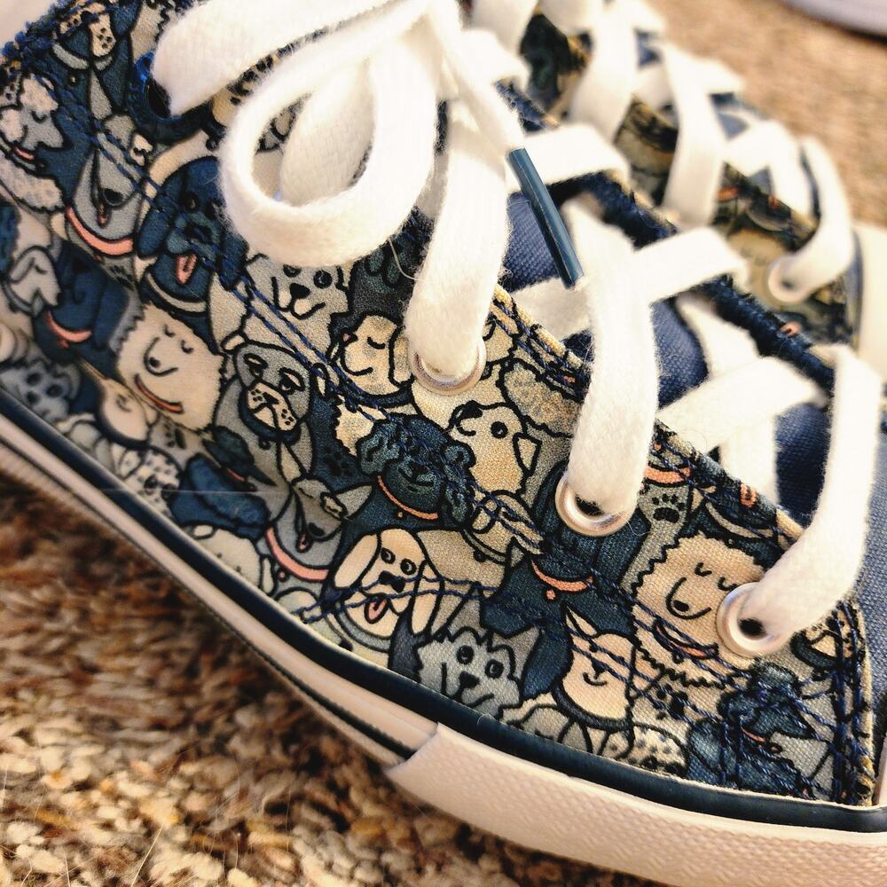 Skechers BOBS For Dogs Bow Wow Print Sneakers Size 8 Blue Multi Dog Lover - Picture 5 of 8